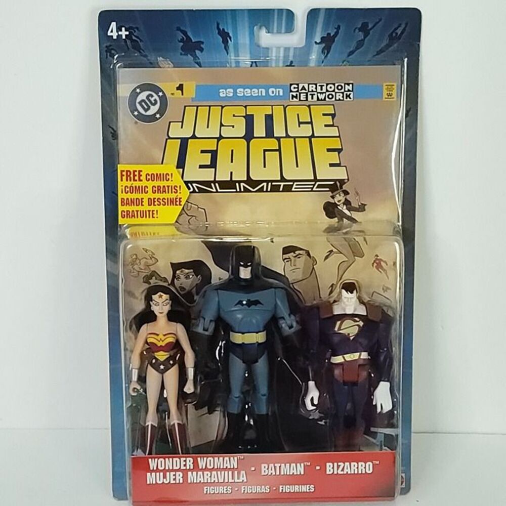 DC Justice League Unlimited Wonder Woman Batman & Bizarro 3.75" Figures w/Comic